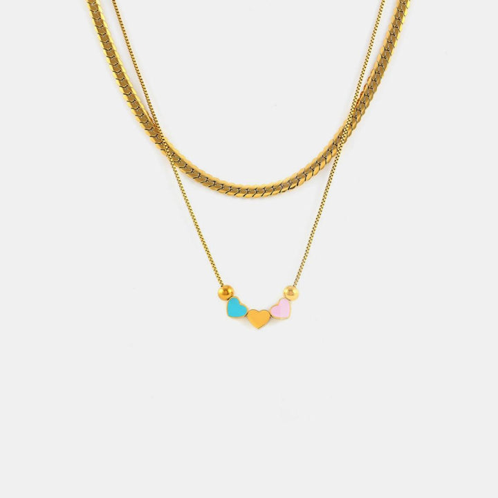 18K Gold-Plated Double Layered Heart Necklace - JOWLILI