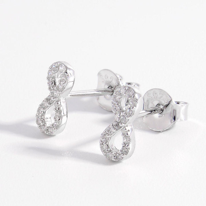 18K Gold-Plated Infinity Zircon Stud Earrings – 925 Sterling Silver - JOWLILI -  -  -  - - #tag1#