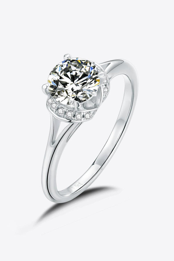 1 Carat Moissanite 925 Sterling Silver Split Shank Ring - JOWLILI