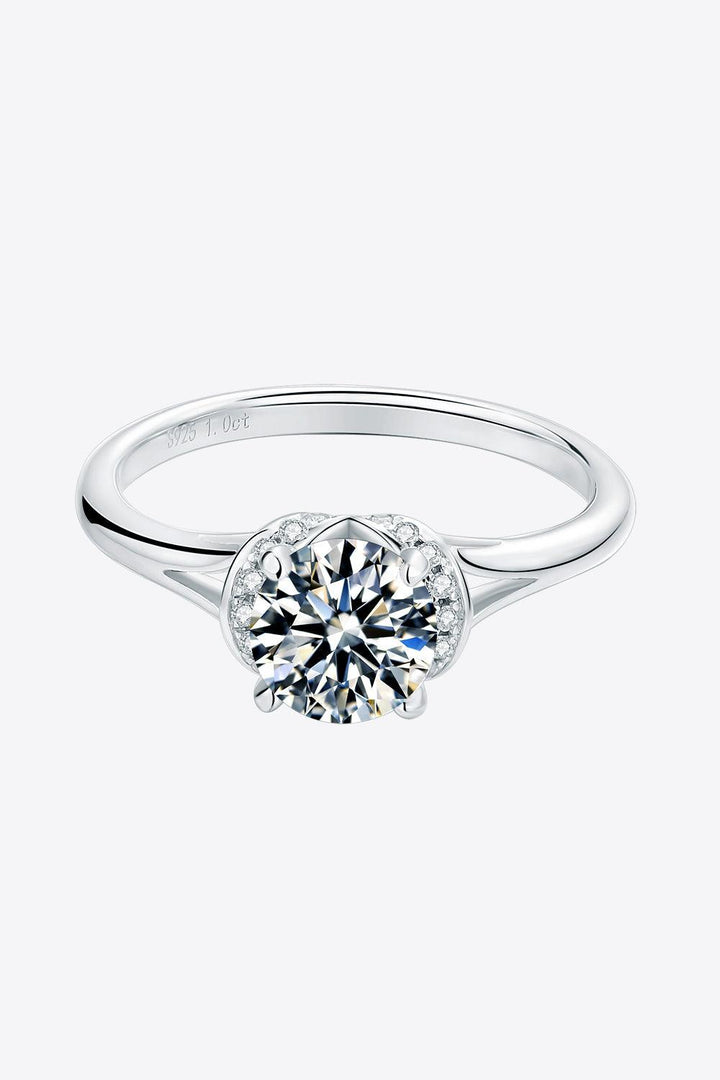 1 Carat Moissanite 925 Sterling Silver Split Shank Ring - JOWLILI