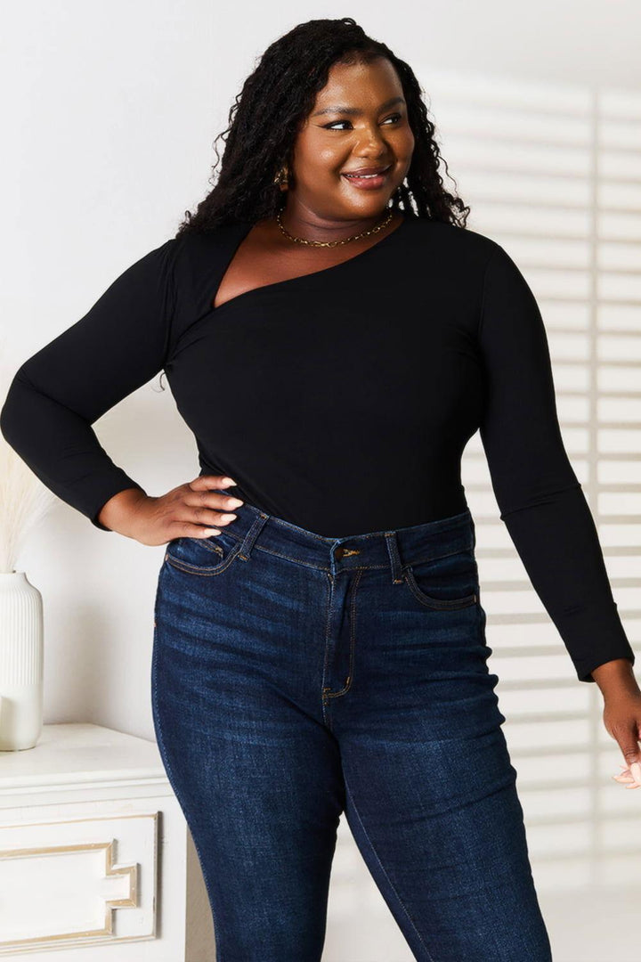 Basic Bae Asymmetrical Neck Long Sleeve Top - JOWLILI