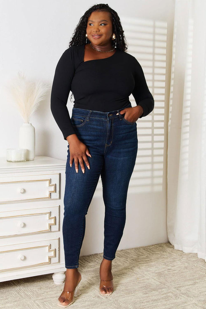Basic Bae Asymmetrical Neck Long Sleeve Top - JOWLILI