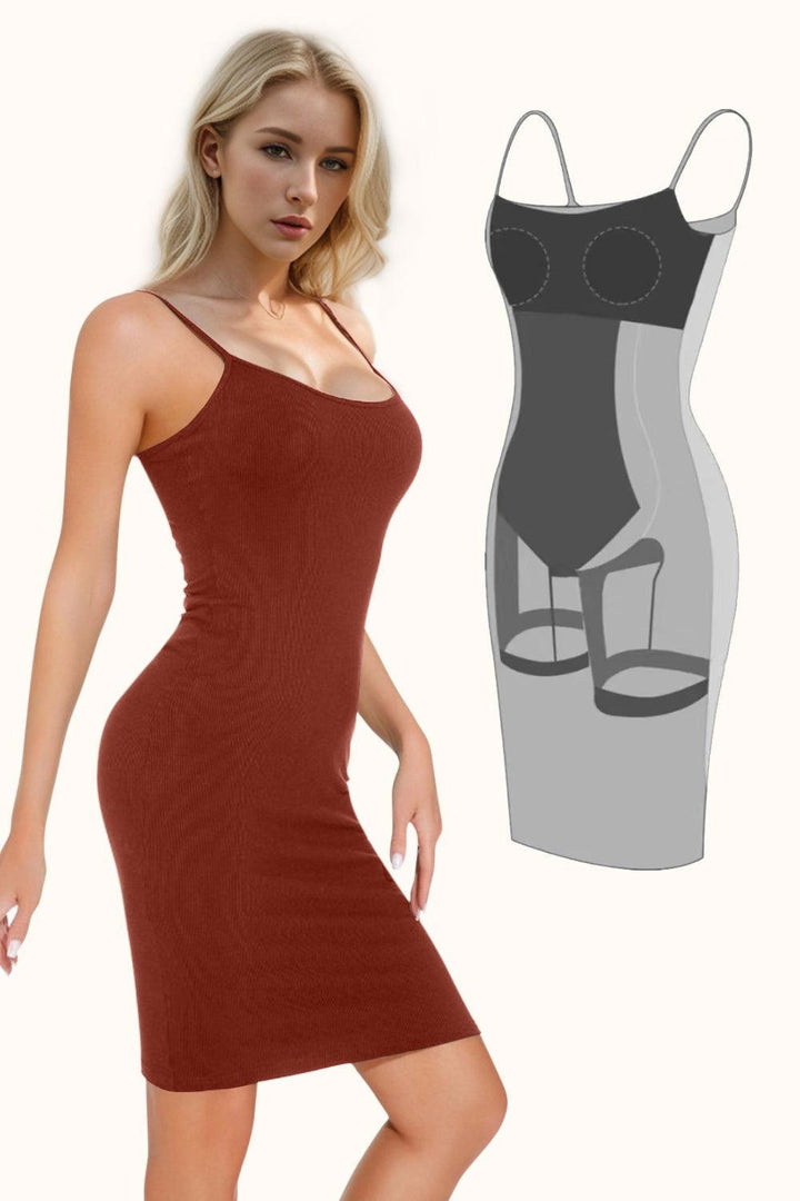Basic Bae Full Size Built-In Shapewear Scoop Neck Sleeveless Dress - JOWLILI