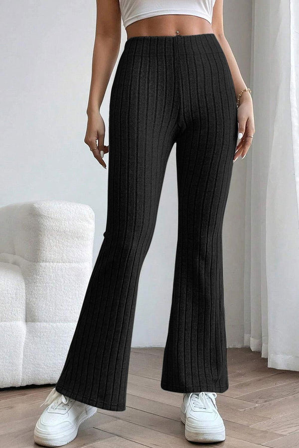 Basic Bae Full Size Ribbed High Waist Flare Pants - JOWLILI