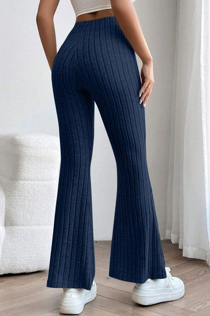 Basic Bae Full Size Ribbed High Waist Flare Pants - JOWLILI