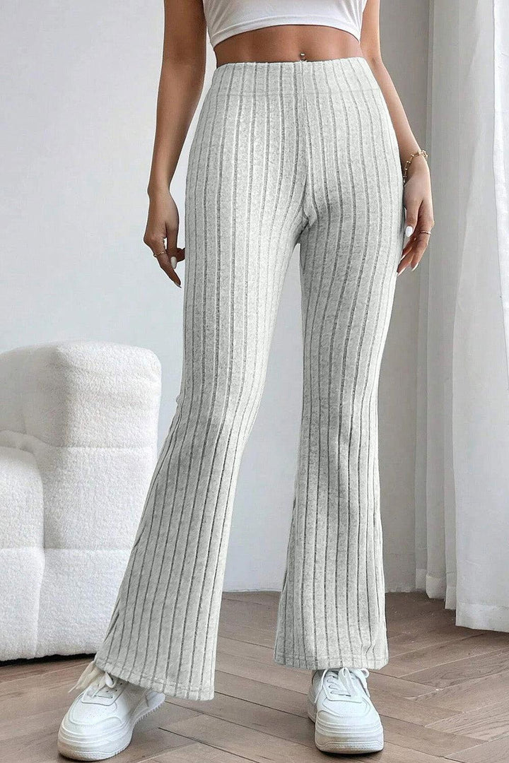 Basic Bae Full Size Ribbed High Waist Flare Pants - JOWLILI