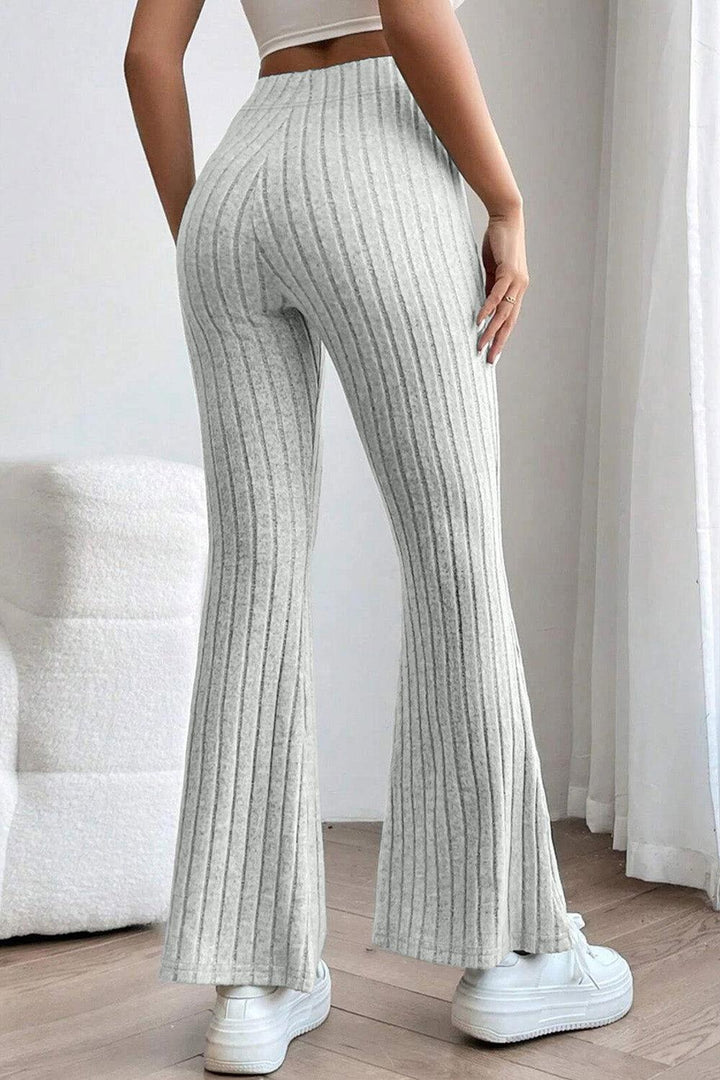 Basic Bae Full Size Ribbed High Waist Flare Pants - JOWLILI