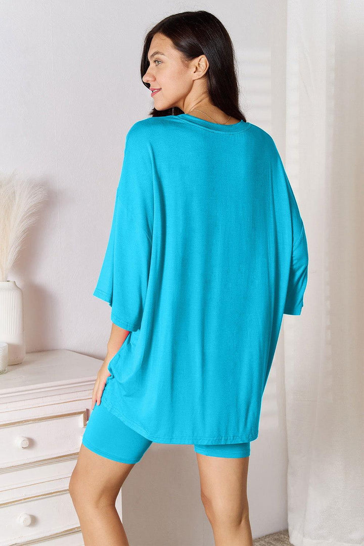 Basic Bae Full Size Soft Rayon Three-Quarter Sleeve Top and Shorts Set - JOWLILI
