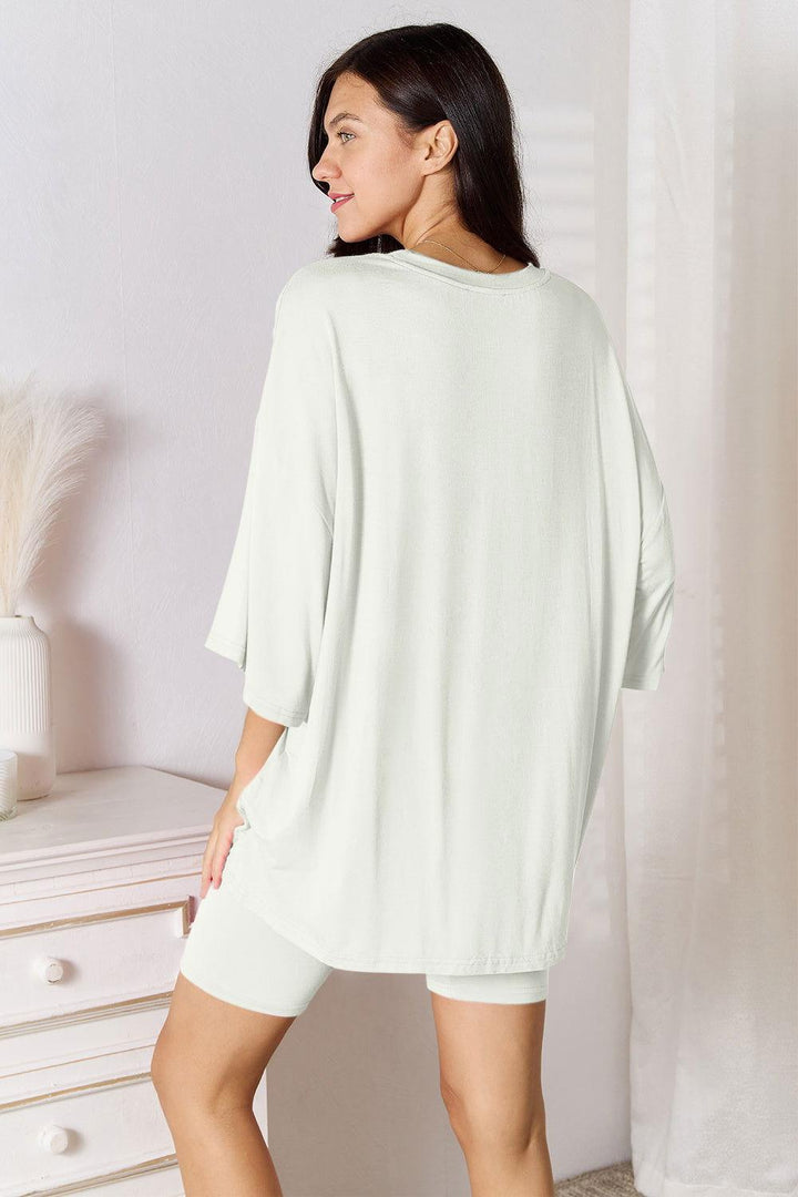 Basic Bae Full Size Soft Rayon Three-Quarter Sleeve Top and Shorts Set - JOWLILI
