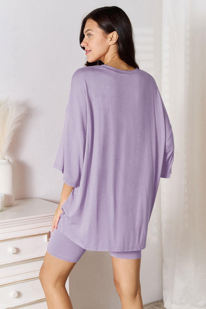 Basic Bae Full Size Soft Rayon Three-Quarter Sleeve Top and Shorts Set - JOWLILI