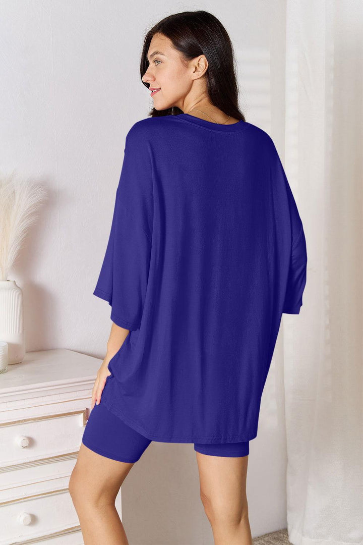 Basic Bae Full Size Soft Rayon Three-Quarter Sleeve Top and Shorts Set - JOWLILI