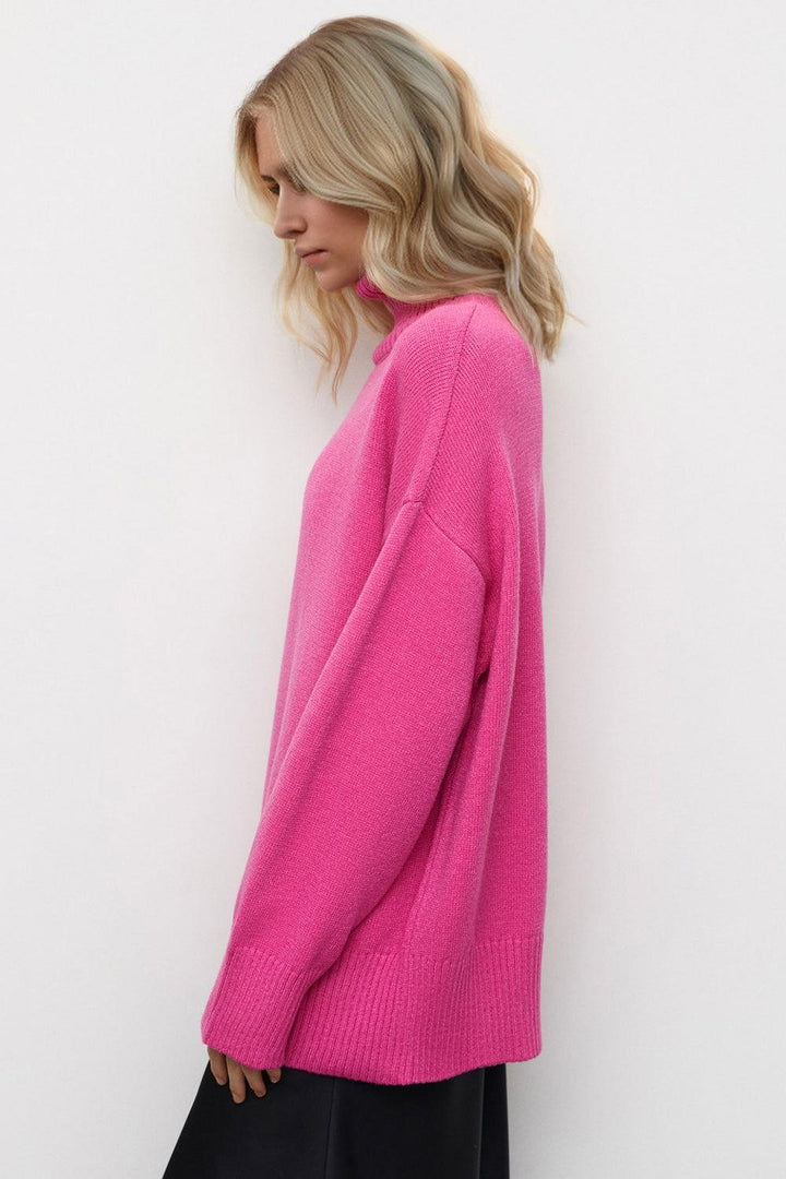 Basic Bae Turtleneck Dropped Shoulder Long Sleeve Sweater - JOWLILI