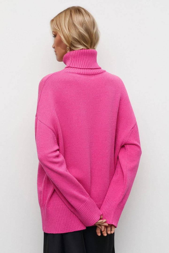 Basic Bae Turtleneck Dropped Shoulder Long Sleeve Sweater - JOWLILI