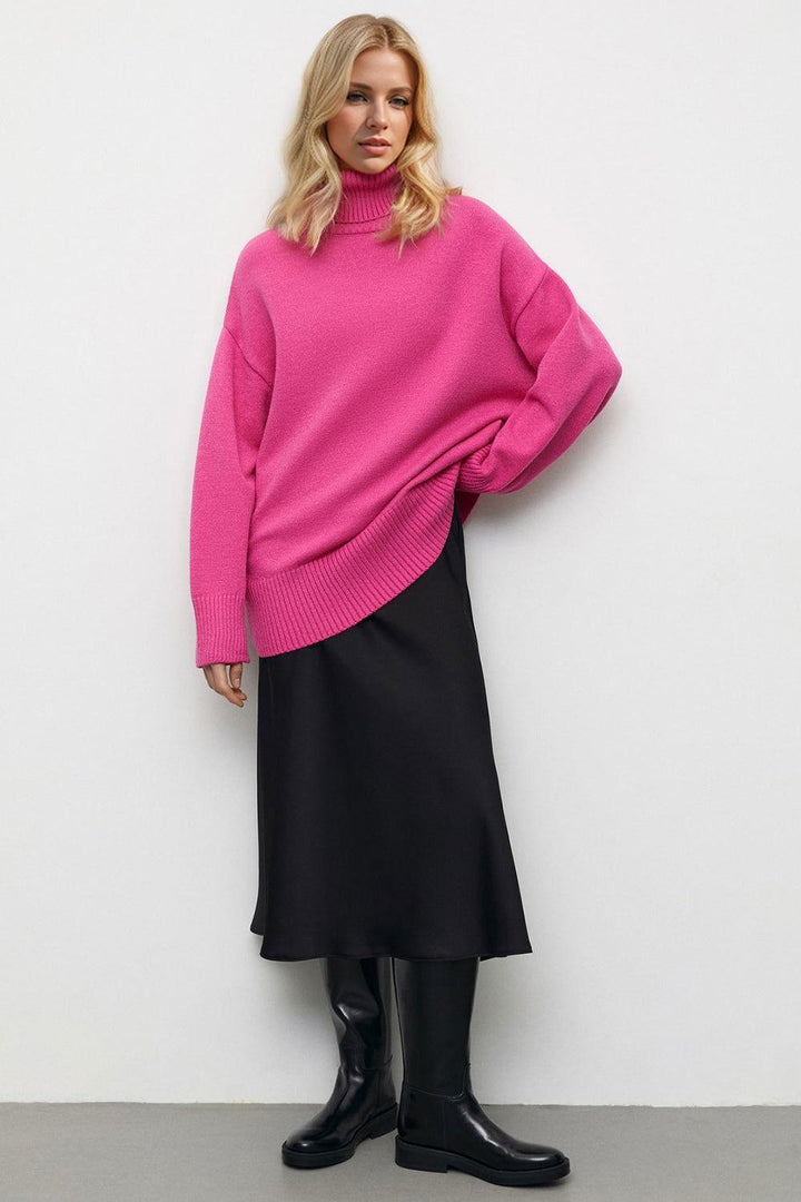 Basic Bae Turtleneck Dropped Shoulder Long Sleeve Sweater - JOWLILI
