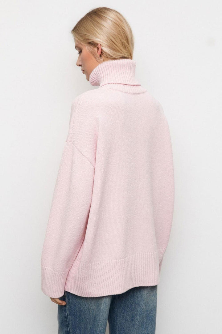 Basic Bae Turtleneck Dropped Shoulder Long Sleeve Sweater - JOWLILI