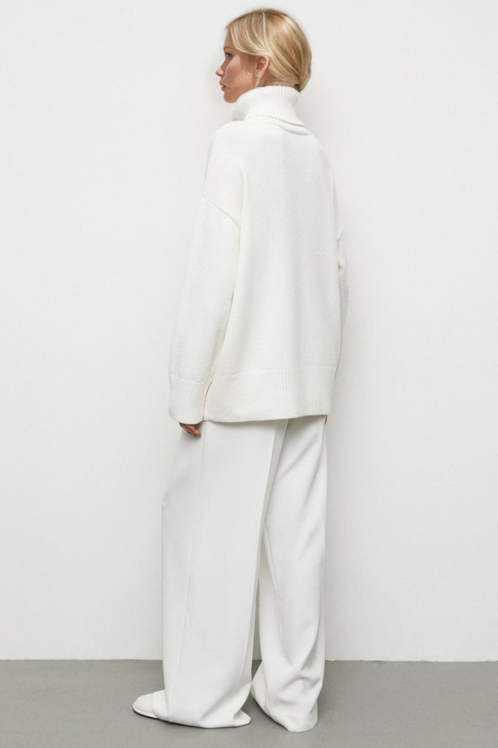 Basic Bae Turtleneck Dropped Shoulder Long Sleeve Sweater - JOWLILI