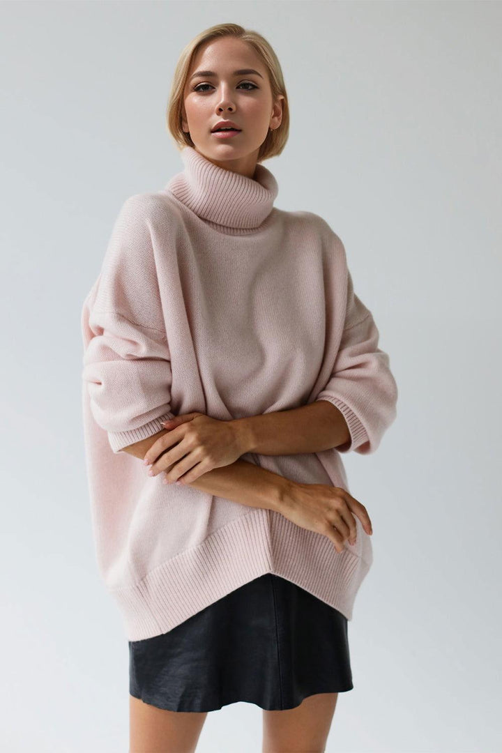 Basic Bae Turtleneck Dropped Shoulder Long Sleeve Sweater - JOWLILI