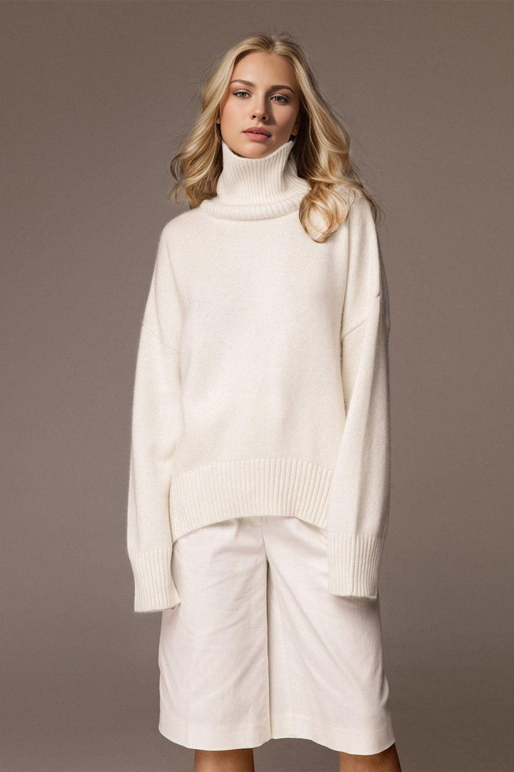 Basic Bae Turtleneck Dropped Shoulder Long Sleeve Sweater - JOWLILI