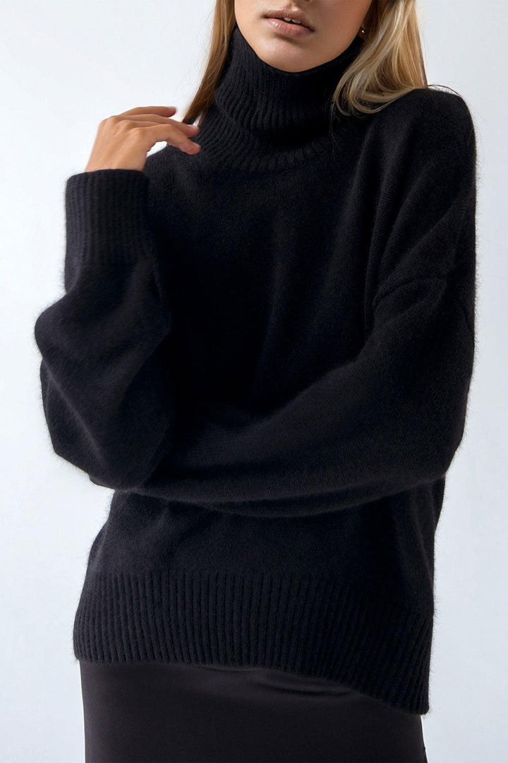 Basic Bae Turtleneck Dropped Shoulder Long Sleeve Sweater - JOWLILI