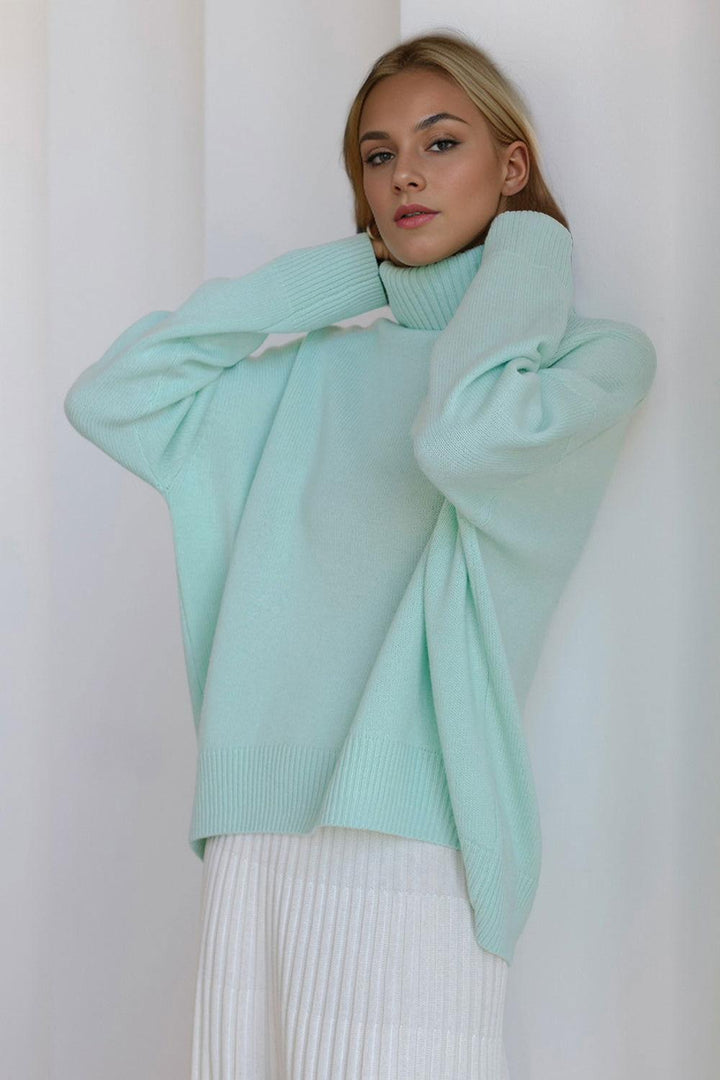 Basic Bae Turtleneck Dropped Shoulder Long Sleeve Sweater - JOWLILI