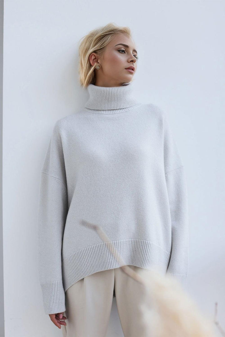 Basic Bae Turtleneck Dropped Shoulder Long Sleeve Sweater - JOWLILI