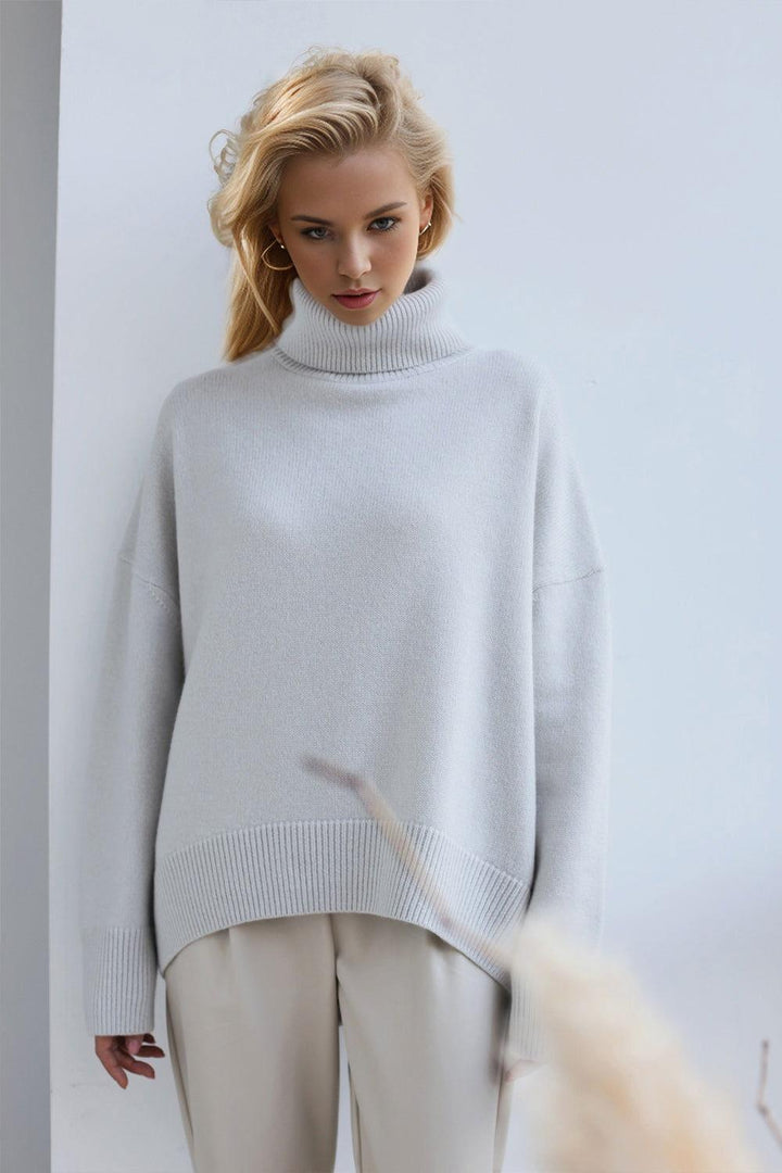 Basic Bae Turtleneck Dropped Shoulder Long Sleeve Sweater - JOWLILI