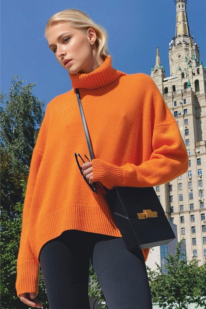 Basic Bae Turtleneck Dropped Shoulder Long Sleeve Sweater - JOWLILI