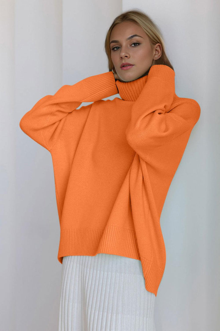 Basic Bae Turtleneck Dropped Shoulder Long Sleeve Sweater - JOWLILI