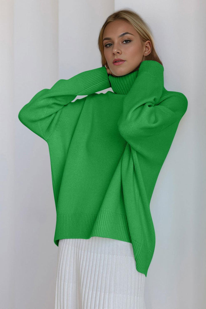 Basic Bae Turtleneck Dropped Shoulder Long Sleeve Sweater - JOWLILI