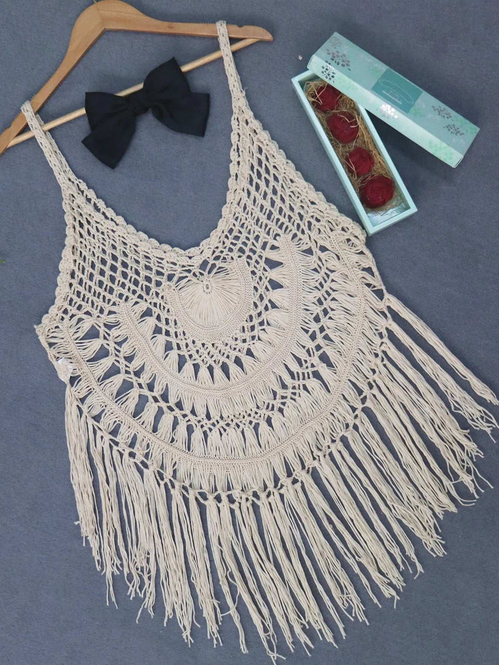 Crochet Fringe Beach Cover-Up - JOWLILI