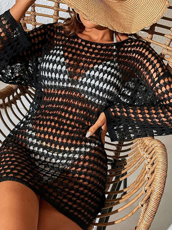 Crochet Long Sleeve Beach Cover-Up - JOWLILI