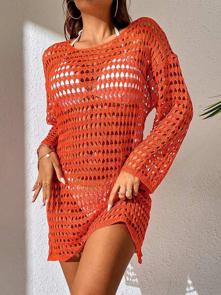 Crochet Long Sleeve Beach Cover-Up - JOWLILI