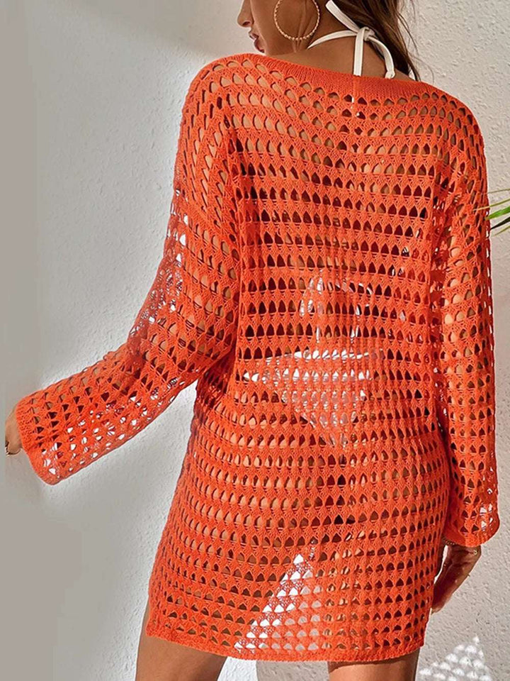 Crochet Long Sleeve Beach Cover-Up - JOWLILI
