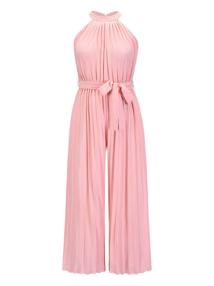 Cutout Tied Pleated Sleeveless Jumpsuit - JOWLILI