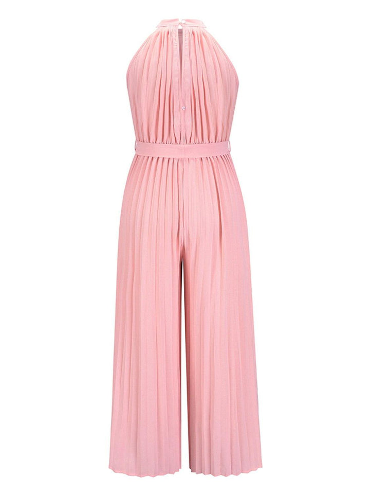 Cutout Tied Pleated Sleeveless Jumpsuit - JOWLILI