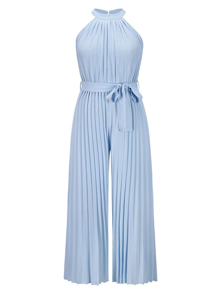 Cutout Tied Pleated Sleeveless Jumpsuit - JOWLILI