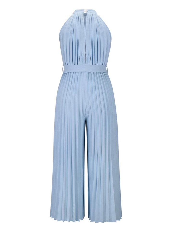 Cutout Tied Pleated Sleeveless Jumpsuit - JOWLILI