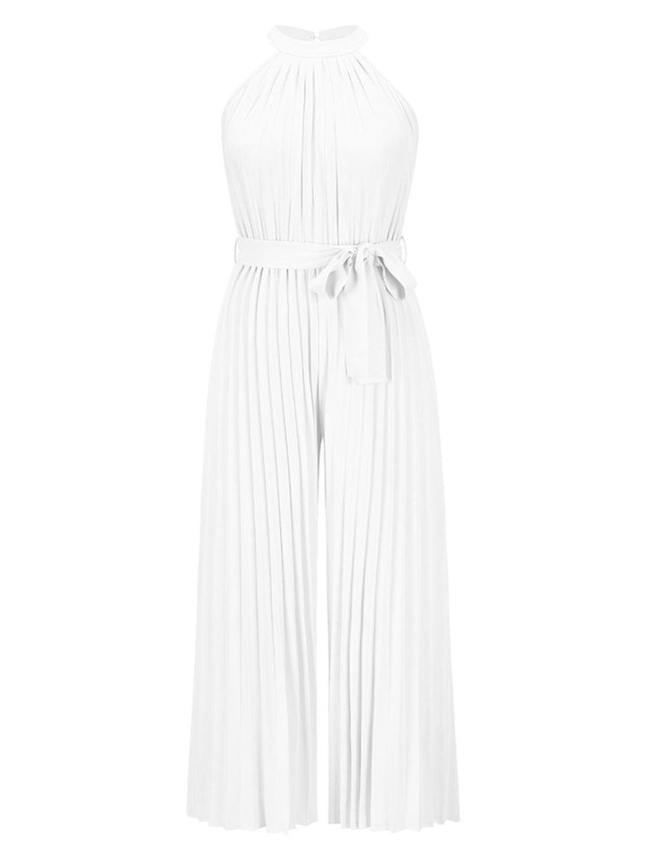 Cutout Tied Pleated Sleeveless Jumpsuit - JOWLILI