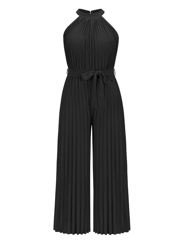 Cutout Tied Pleated Sleeveless Jumpsuit - JOWLILI