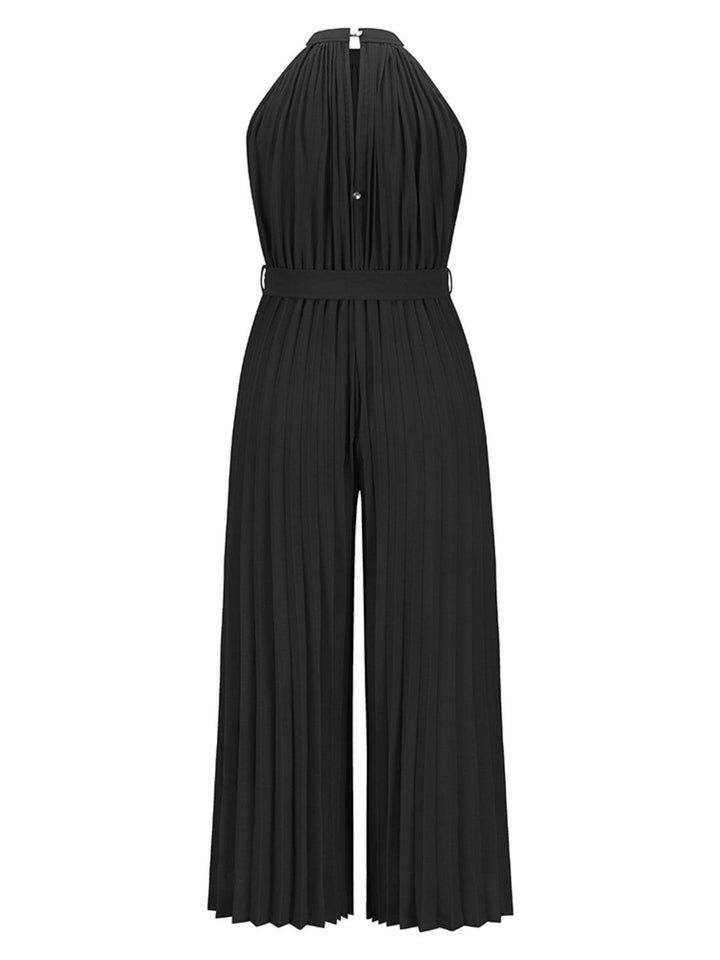 Cutout Tied Pleated Sleeveless Jumpsuit - JOWLILI