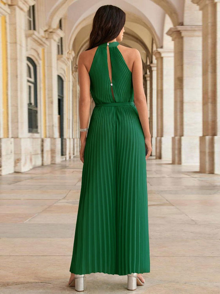 Cutout Tied Pleated Sleeveless Jumpsuit - JOWLILI