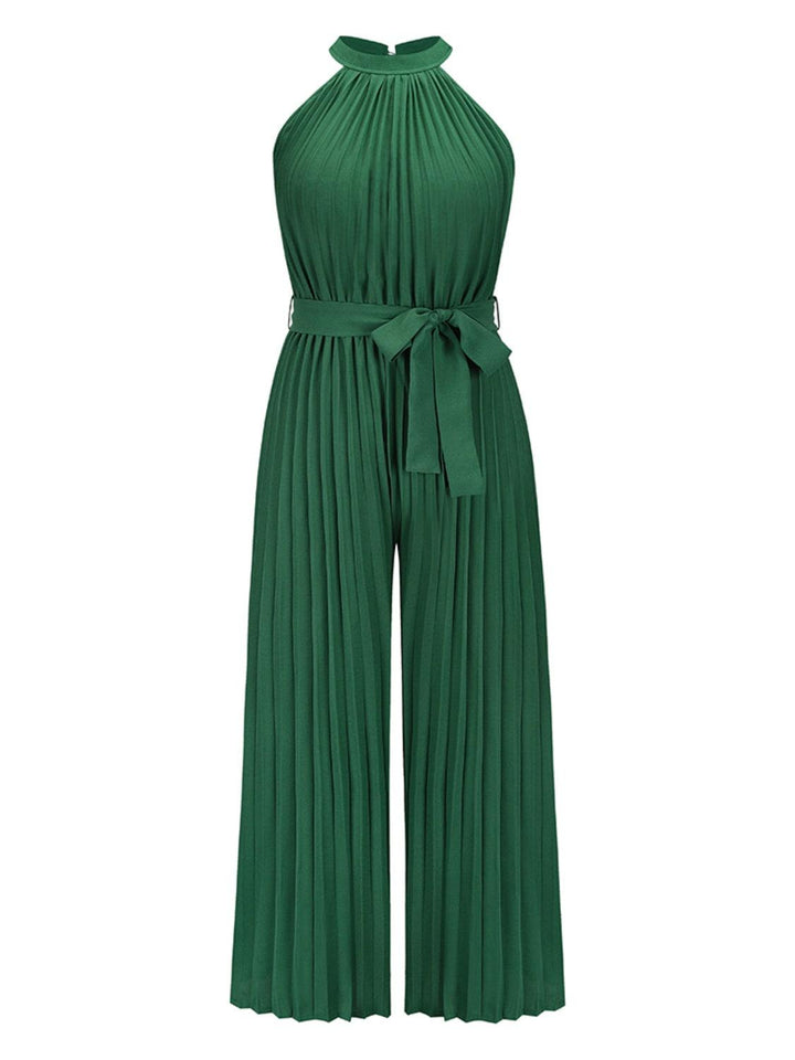 Cutout Tied Pleated Sleeveless Jumpsuit - JOWLILI