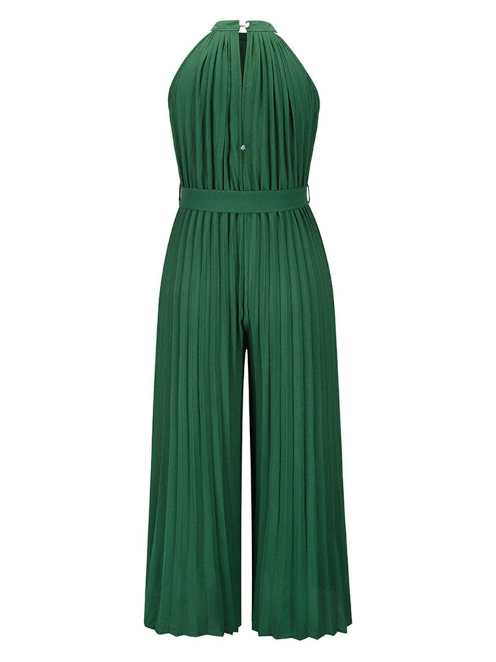 Cutout Tied Pleated Sleeveless Jumpsuit - JOWLILI