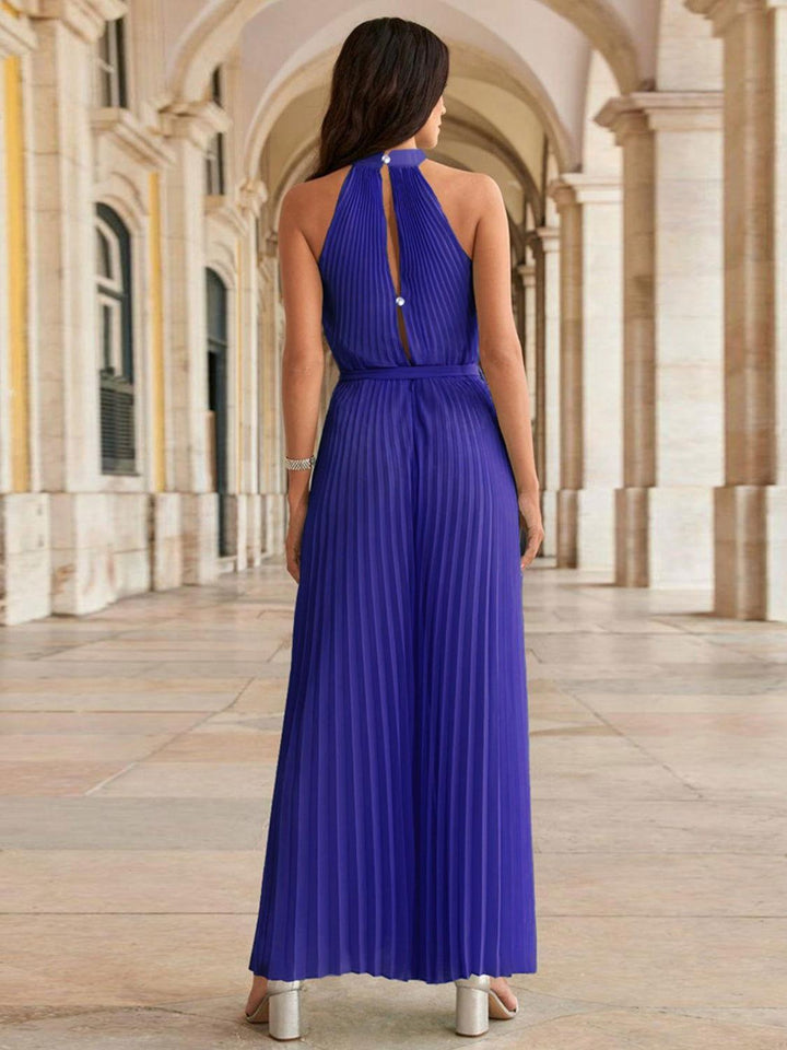 Cutout Tied Pleated Sleeveless Jumpsuit - JOWLILI