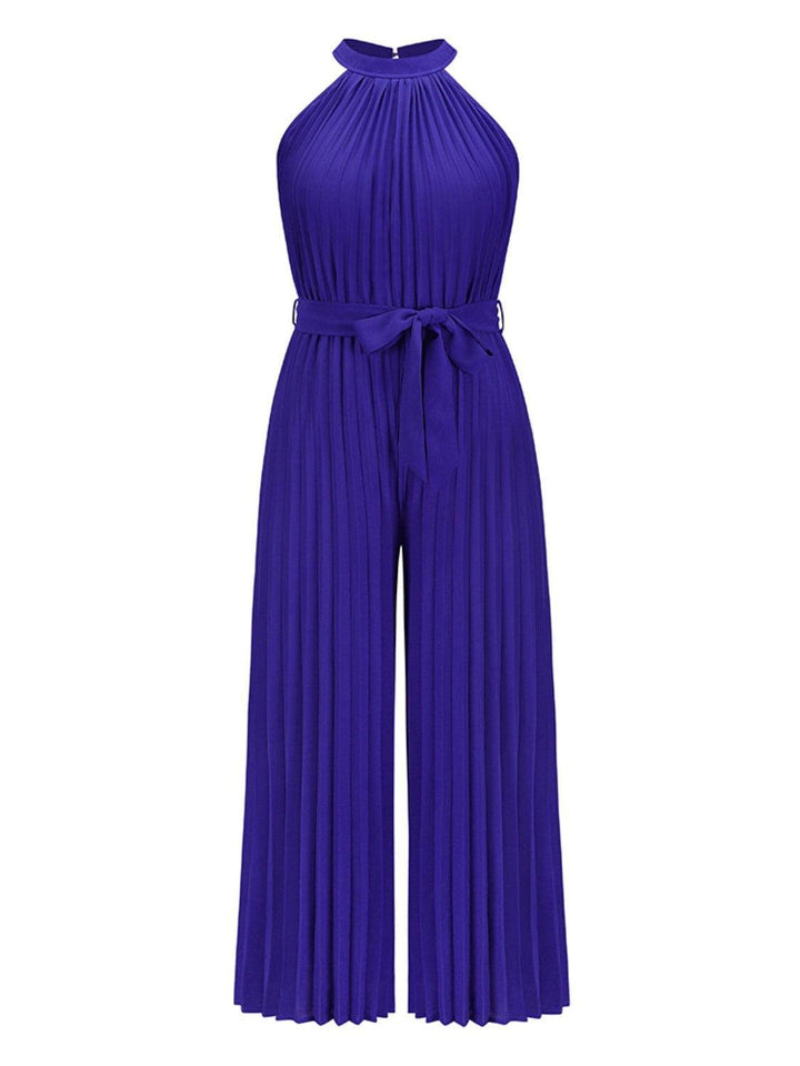 Cutout Tied Pleated Sleeveless Jumpsuit - JOWLILI