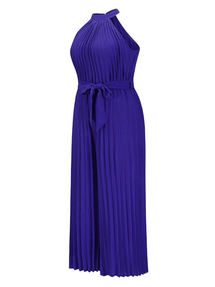 Cutout Tied Pleated Sleeveless Jumpsuit - JOWLILI