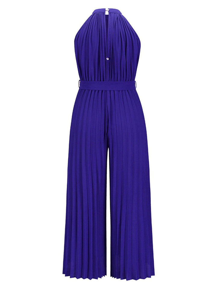 Cutout Tied Pleated Sleeveless Jumpsuit - JOWLILI