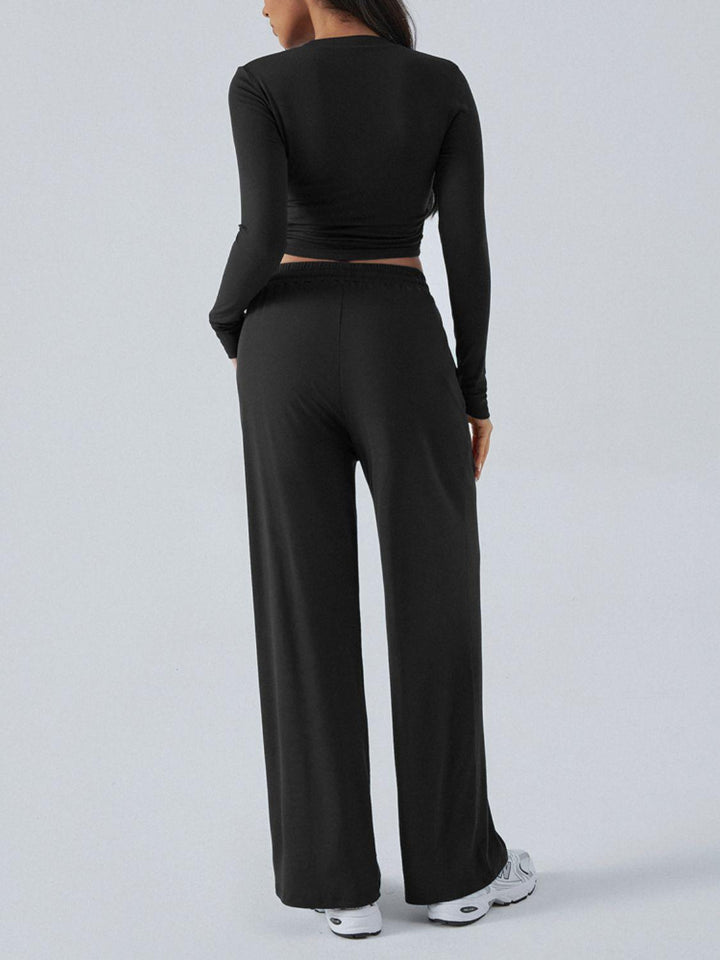 Devine Round Neck Long Sleeve Top and Pants Set - JOWLILI