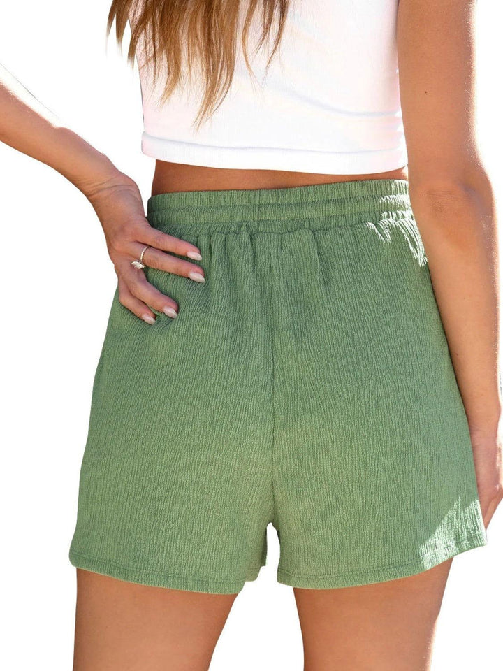 Drawstring High Waist Shorts with Pockets - JOWLILI -  -  - Drawstring High Waist Shorts with Pockets - JOWLILI - - #tag1#