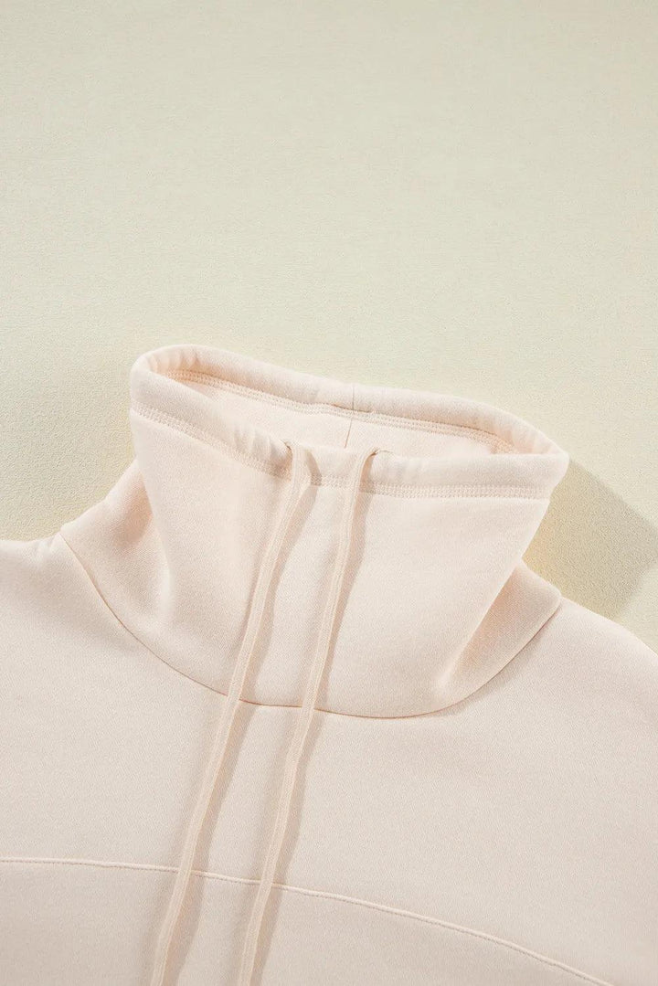 Drawstring Turtleneck Long Sleeve Sweatshirt - JOWLILI -  -  - Drawstring Turtleneck Long Sleeve Sweatshirt - JOWLILI - - #tag1#